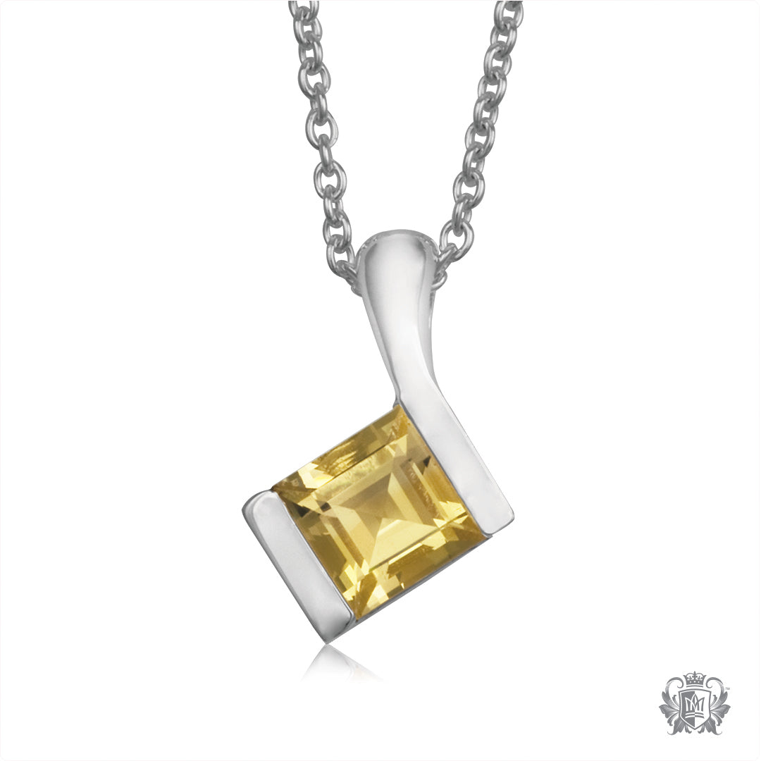 Large Offset  Pendant - Citrine