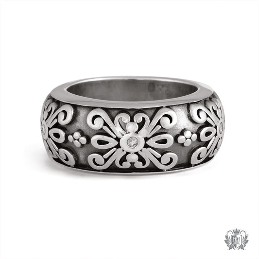 Gemstone Scroll Flower Band
