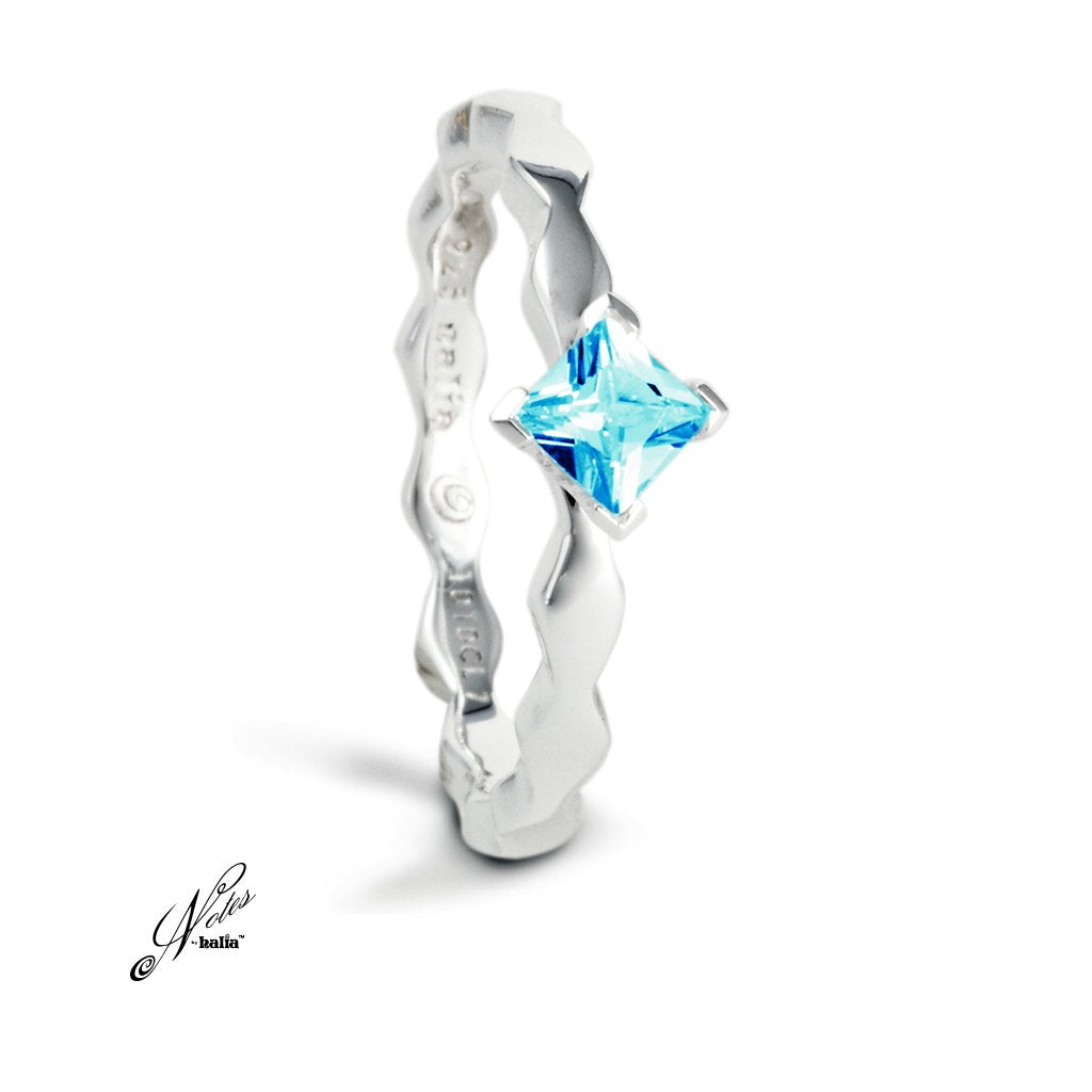 Blue Topaz Fancy Fierce Stacking Ring Sterling Silver Notes by Halia