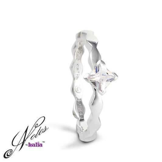 Classic Cubic Fancy Fierce Stacking Ring Sterling Silver Notes by Halia