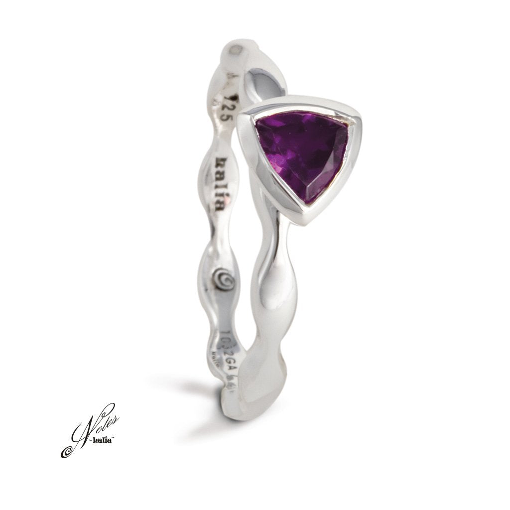 Amethyst Fairy Wings Stacking Ring Sterling Silver Notes by Halia