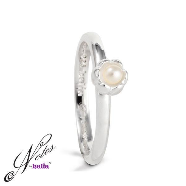 White Freshwater Pearl Dance 'til Dawn Pearl Stacking Ring Sterling Silver Notes by Halia