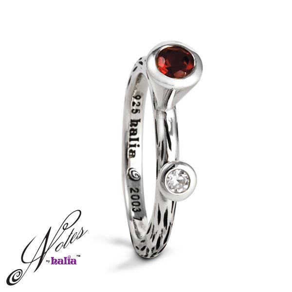 Garnet & Cubic Different Drummer Stacking Ring Sterling Silver Notes by Halia