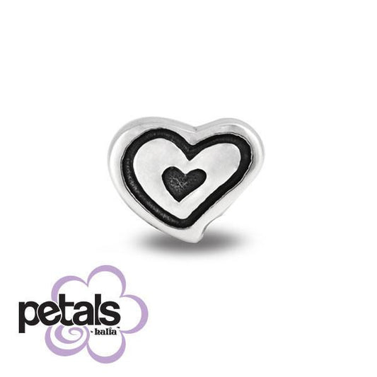 Happy Heart -  Petals Sterling Silver Charm