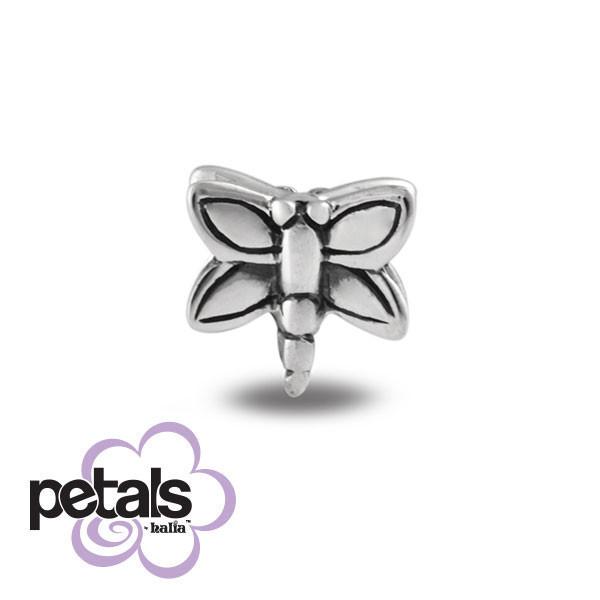 Dizzy Dragonfly -  Petals Sterling Silver Charm
