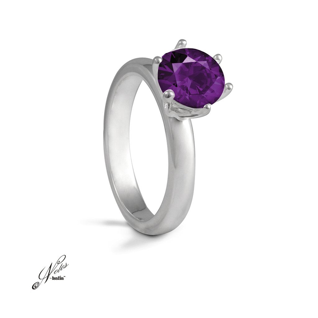 Amethyst Cubic Date Night Stacking Ring Sterling Silver Notes by Halia