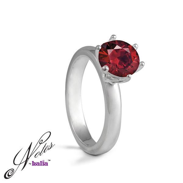 Garnet Cubic Date Night Stacking Ring Sterling Silver Notes by Halia