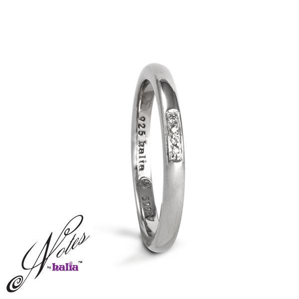 Centre of Attention Diamond Stacking Ring Sterling Silver Notes by Halia