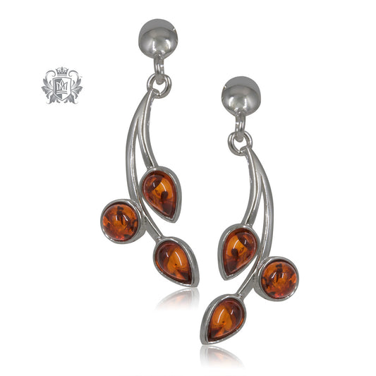 Triple Drop Amber Studs