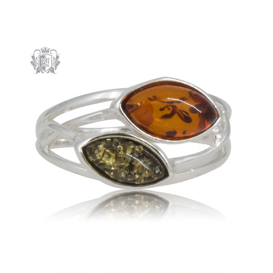 Double Marquise Amber Ring