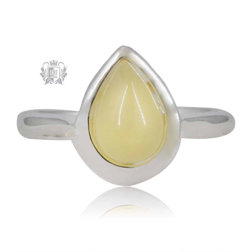 Amber Tear Drop Ring
