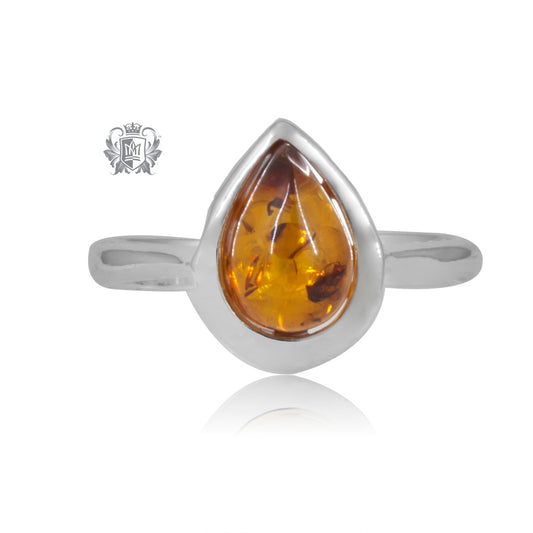 Amber Tear Drop Ring