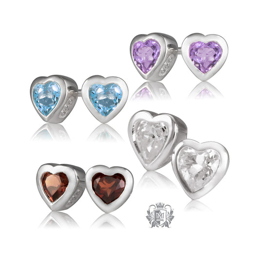 Gemstone Heart Studs