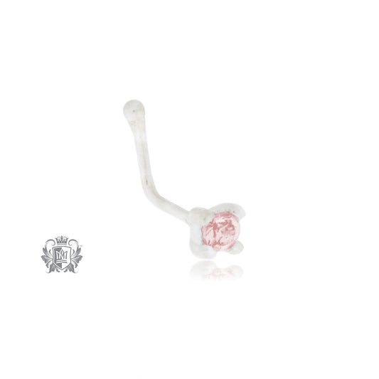 Pink Cubic Sparkling Nose Bone Stud