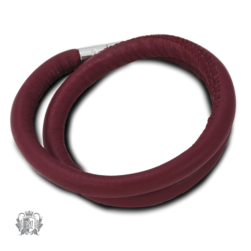 Single, Double and Triple Wrap Bordeaux Leather Embrace Bracelet