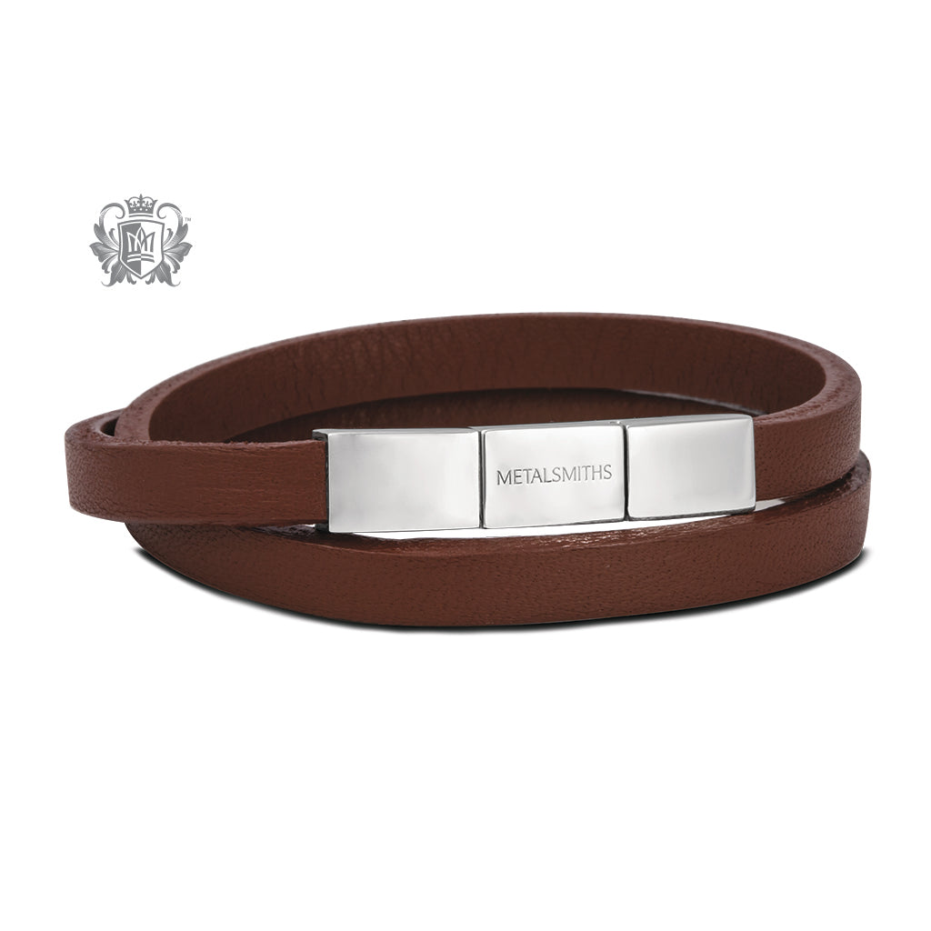 Double Wrap Leather Bracelet with Solid Clasp