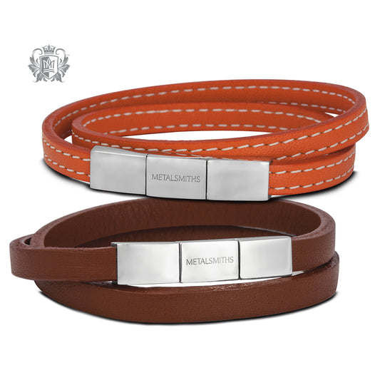 Double Wrap Leather Bracelet with Solid Clasp