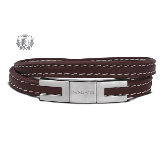 Double Wrap Leather Bracelet with U-Clasp