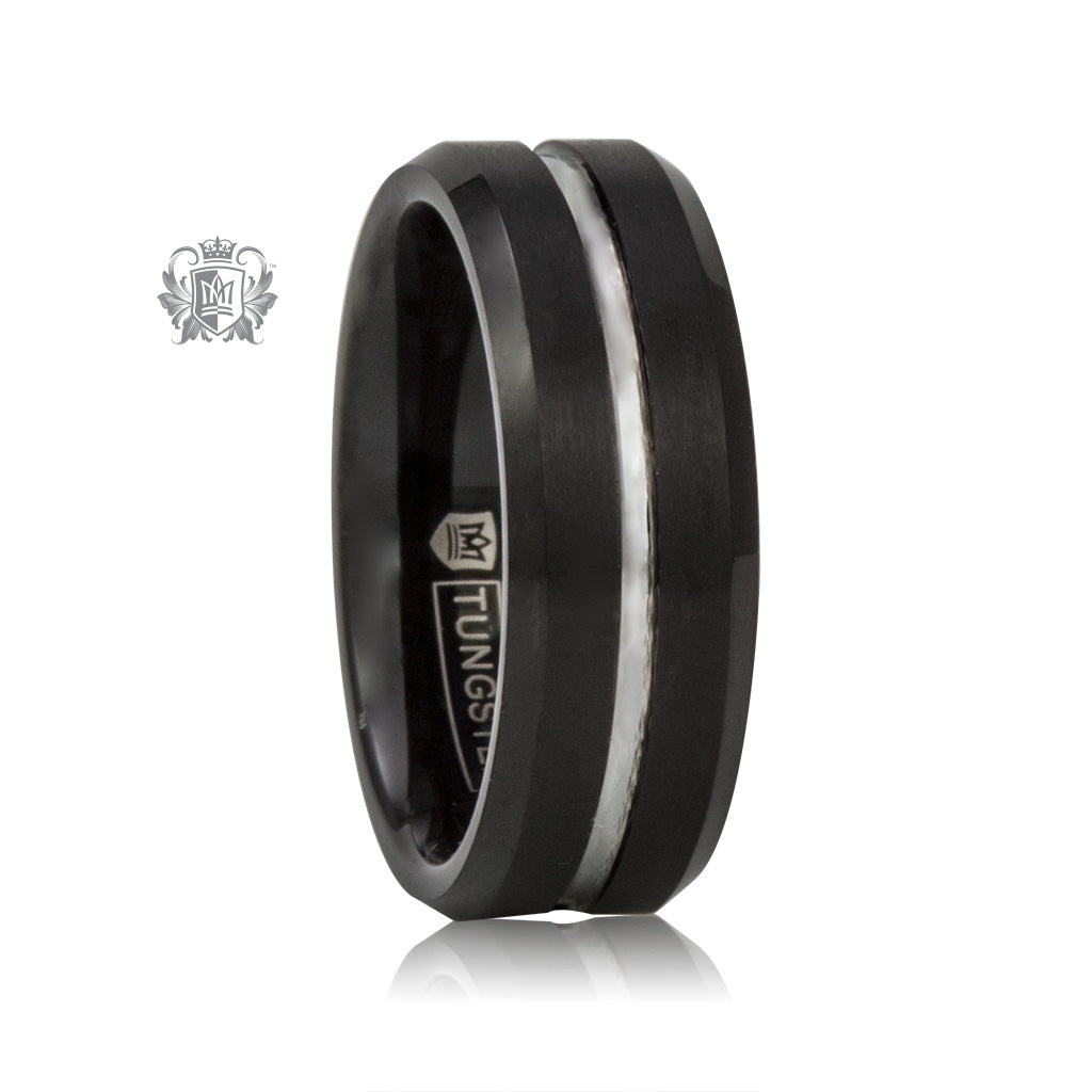 Black Tungsten Grooved Band