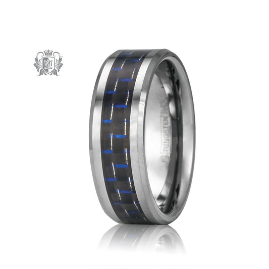 Limited Edition Blue Tungsten Carbon Fiber Band (His)
