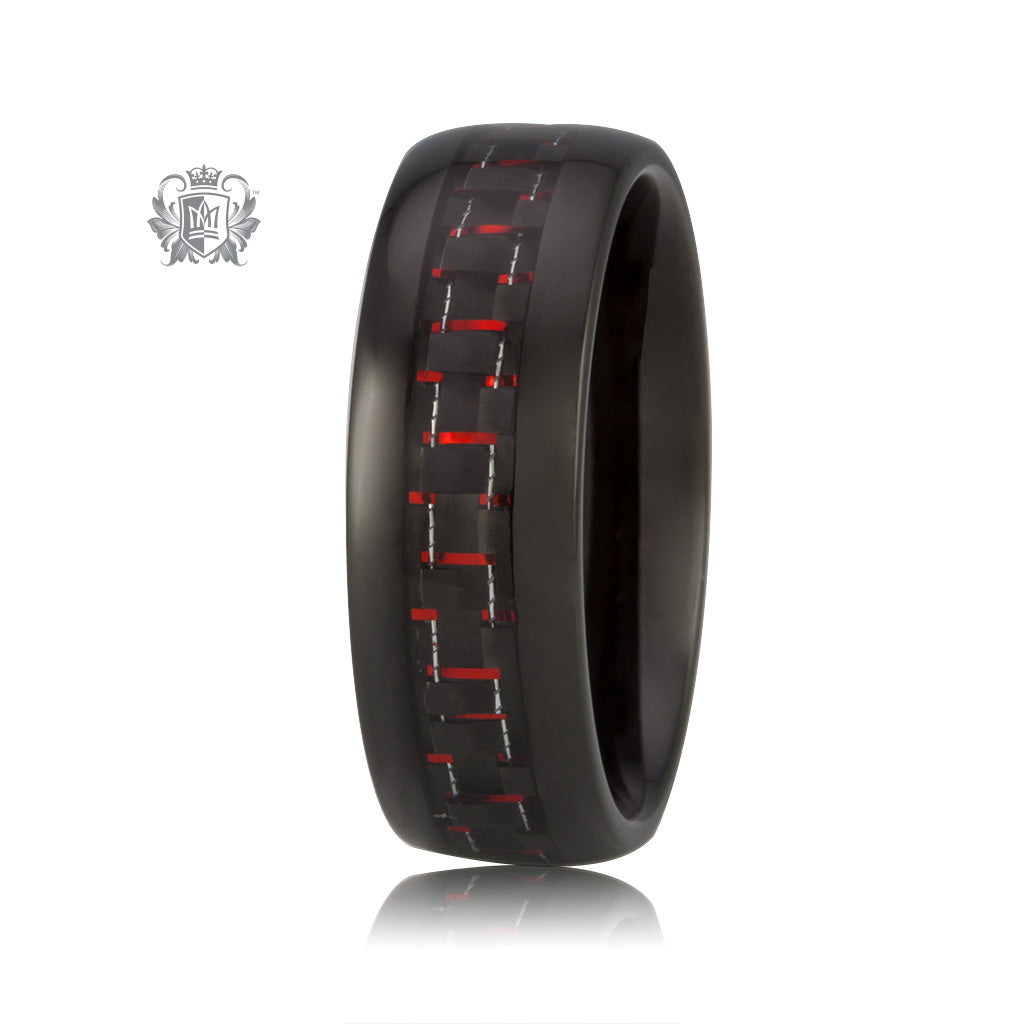 Tungsten Electro Black with Red Carbon Band