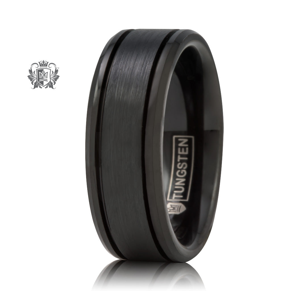 Black Tungsten Eased Edge Band with Brushed Texture