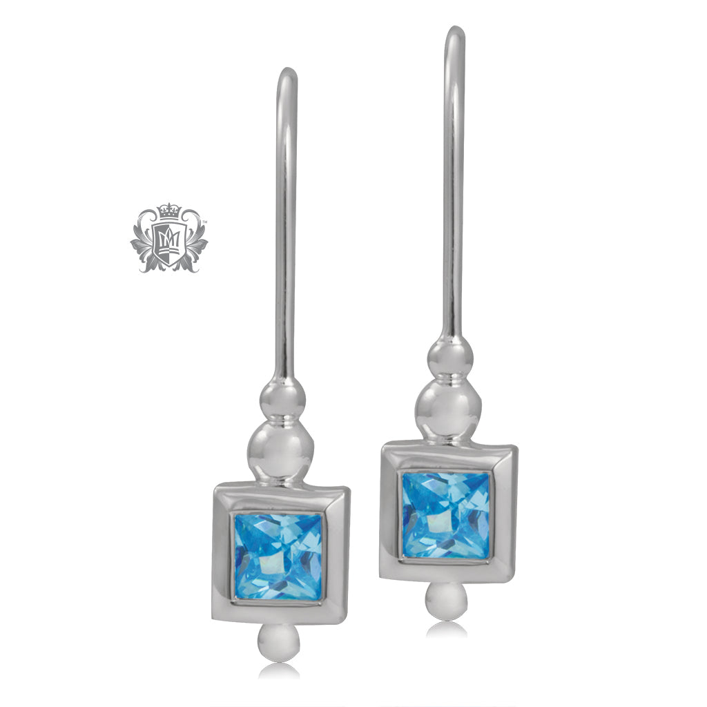 Square Gemstone Hanger Earrings