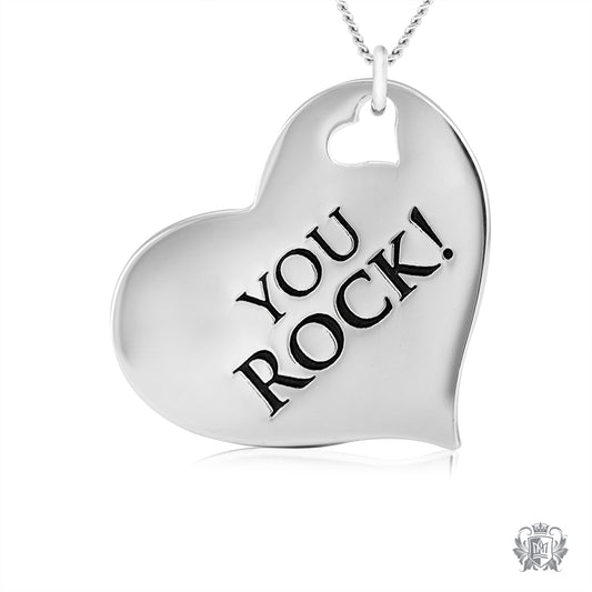 Engraved Heart Pendant - You Rock!