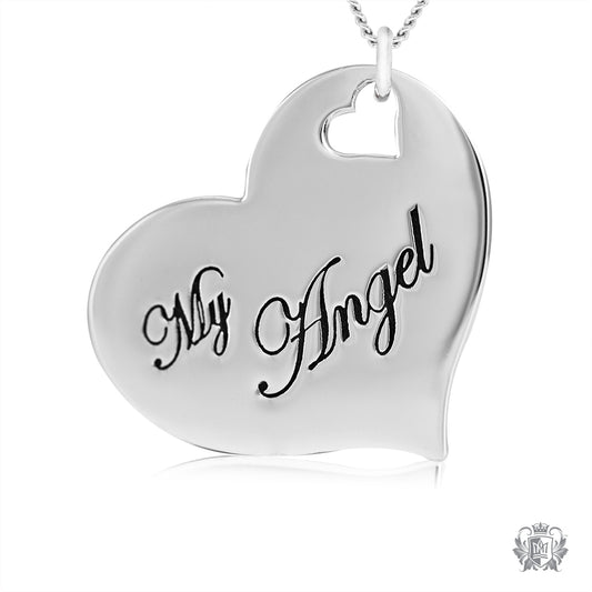 Engraved Heart Pendant - My Angel