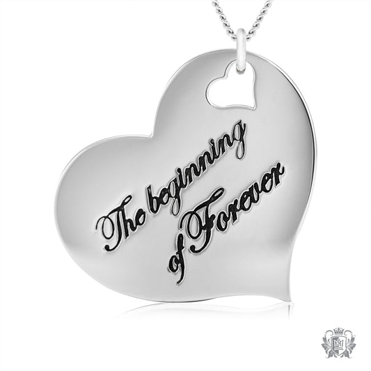 Engraved Heart Pendant - The beginning of Forever