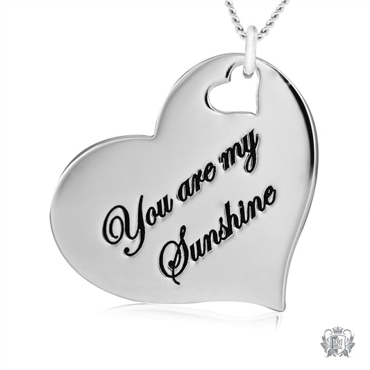 Engraved Heart Pendant - You are my Sunshine