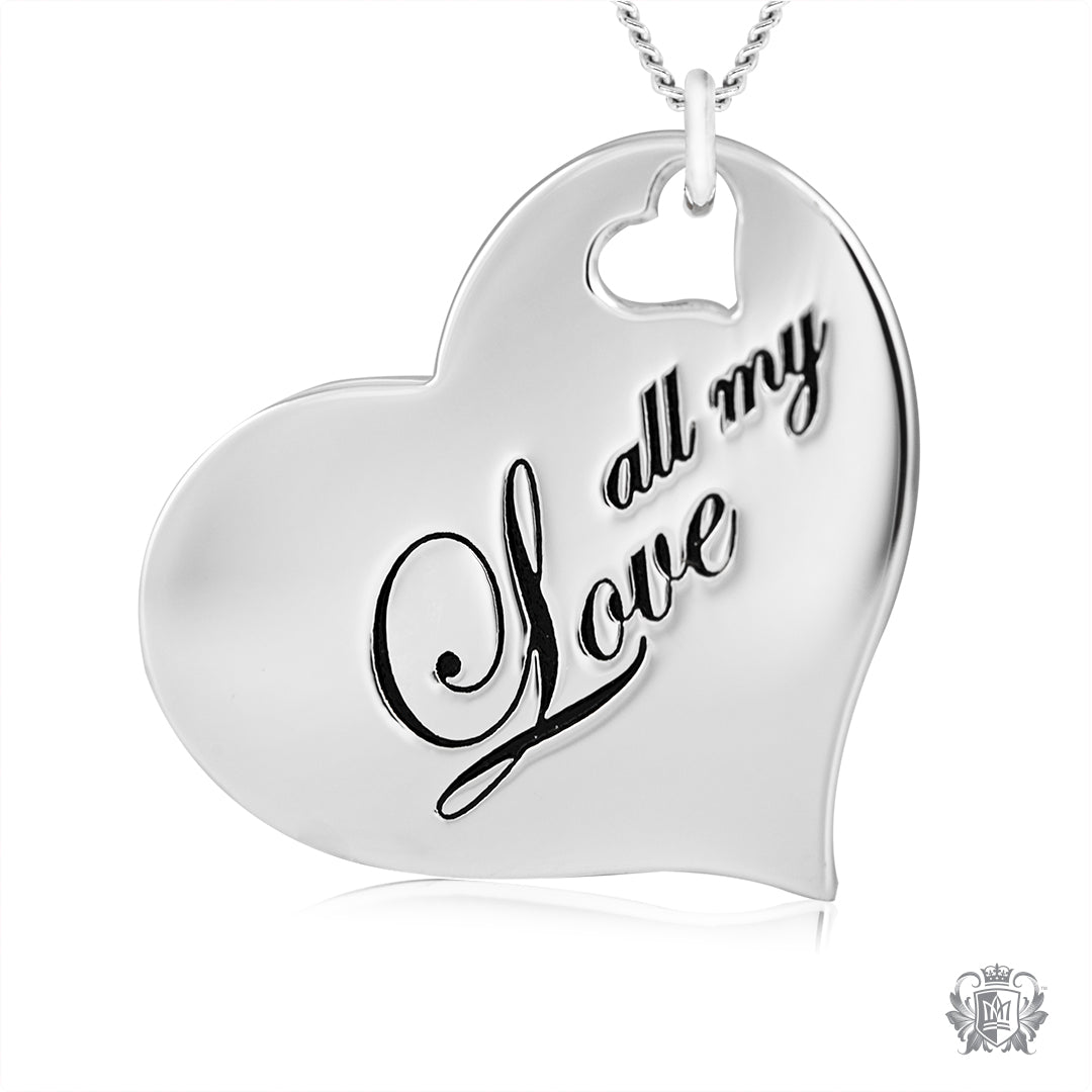 Engraved Heart Pendant - All My Love