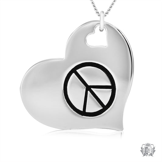 Engraved Heart Pendant- Peace