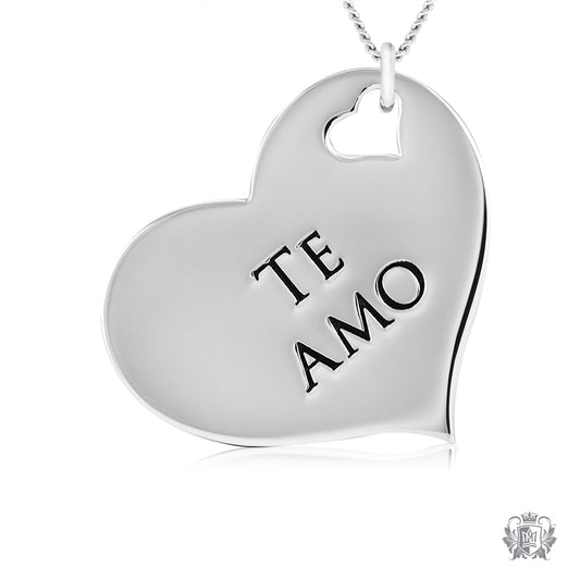 Engraved Heart Pendant - Te Amo