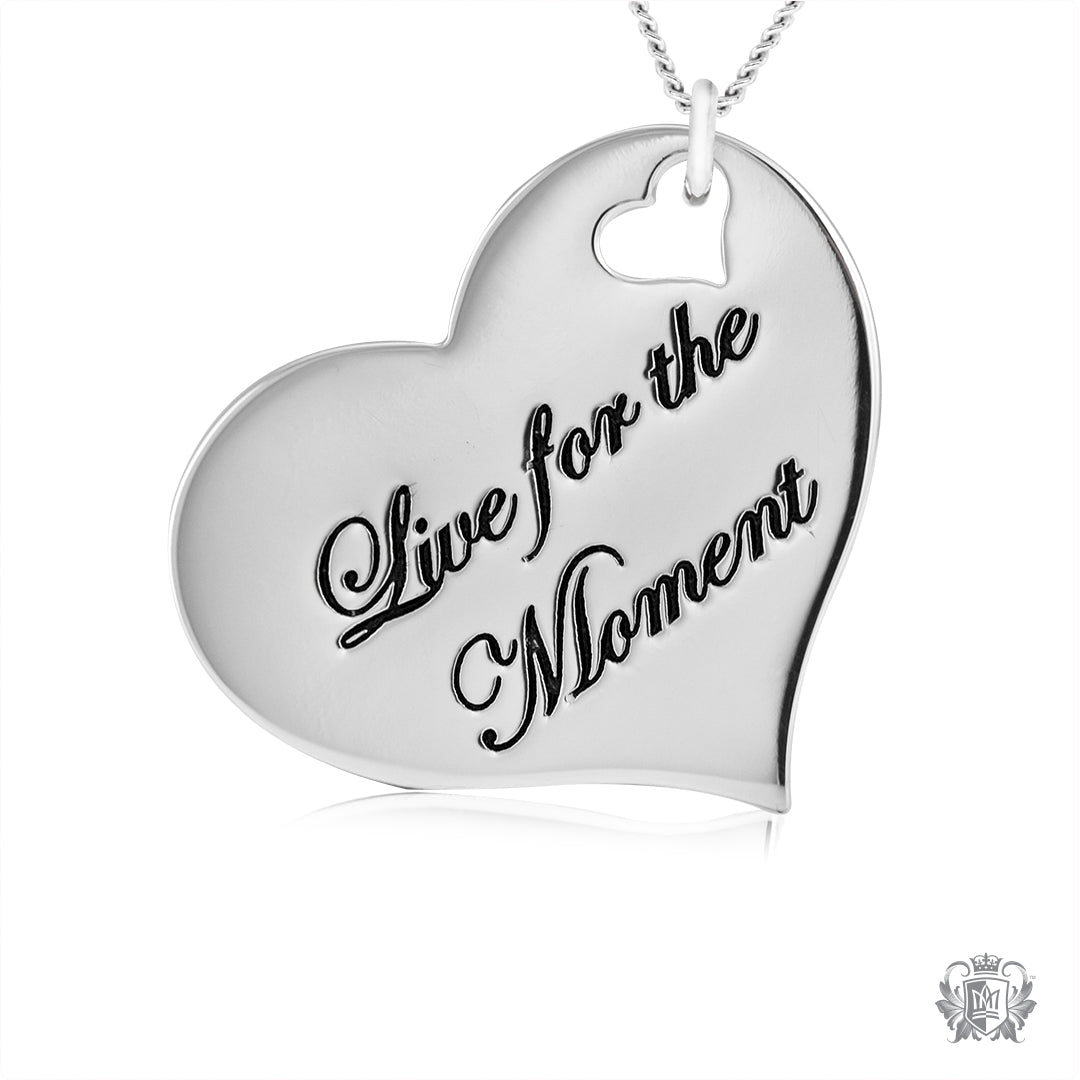 Engraved Heart Pendant - Live for the Moment