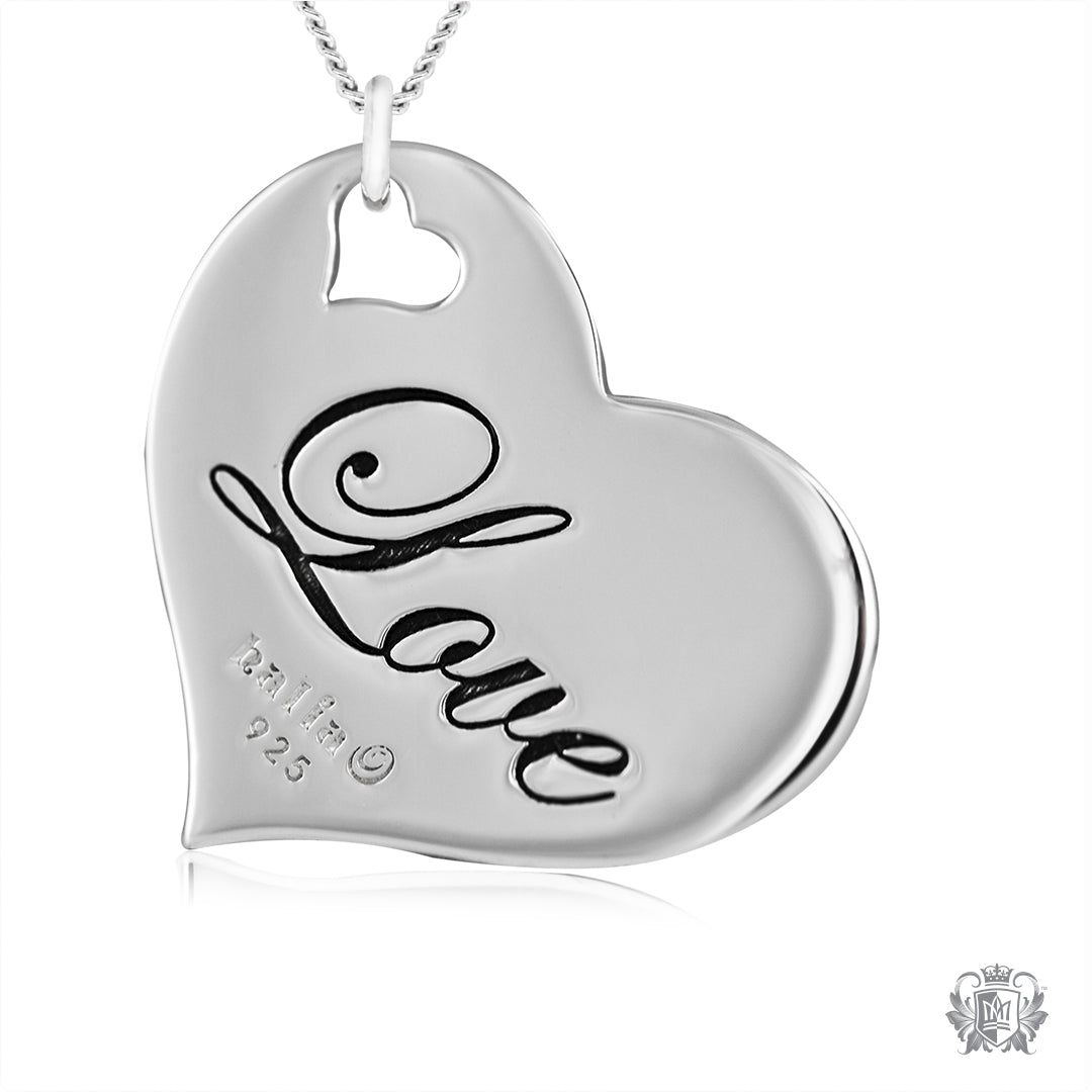 Engraved Heart Pendant - Faith, Hope, Love