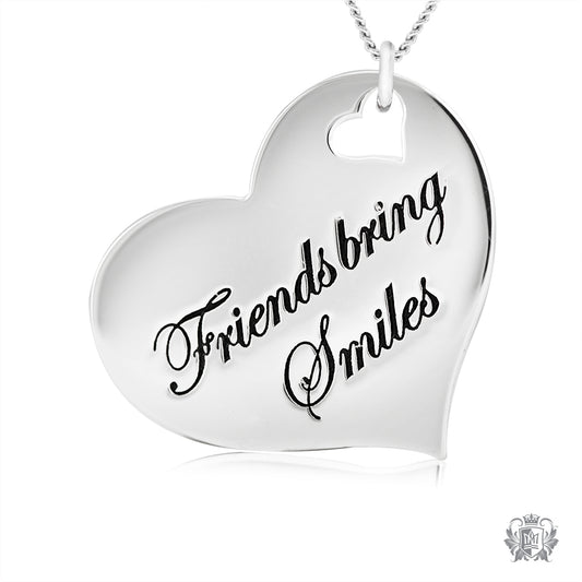 Engraved Heart Pendant - Friends Bring Smiles