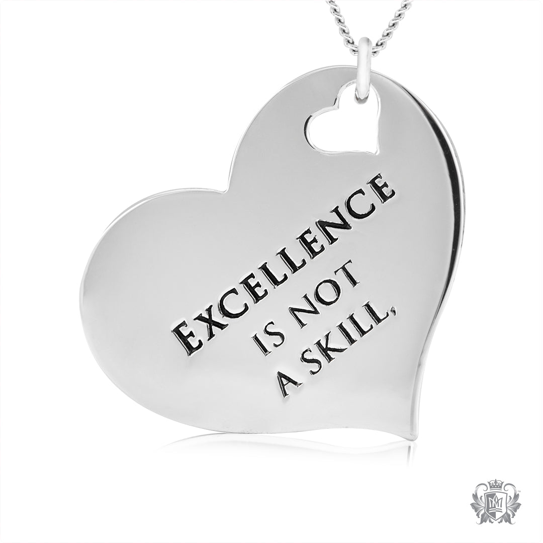 Engraved Heart Pendant-Excellence is not a skill