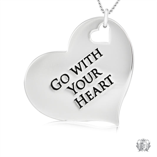 Engraved Heart Pendant - Go With Your Heart