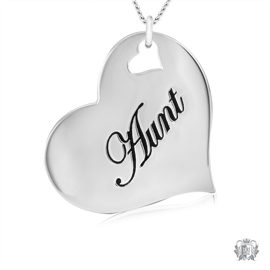 Engraved Heart Pendant - Aunt