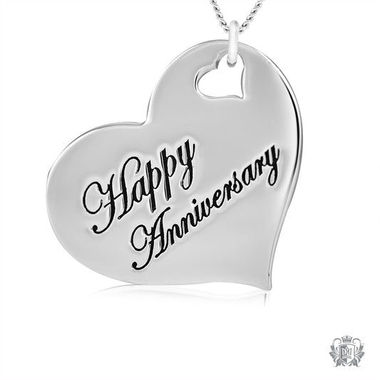 Engraved Heart Pendant - Happy Anniversary