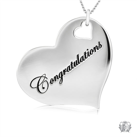 Engraved Heart Pendant - Congratulations