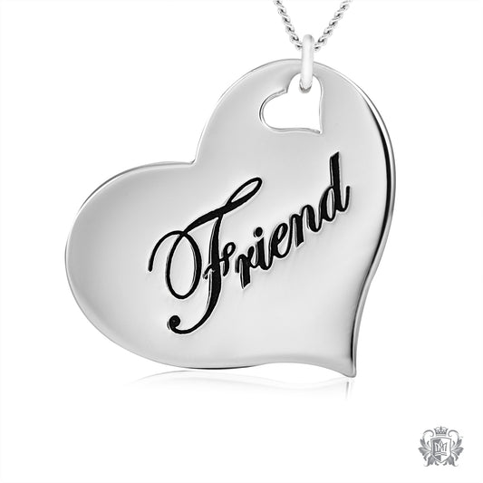 Engraved Heart Pendant - Friend