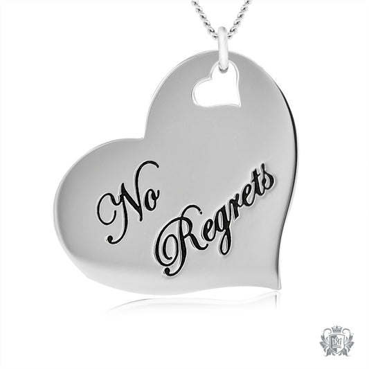 Engraved Heart Pendant - No Regrets