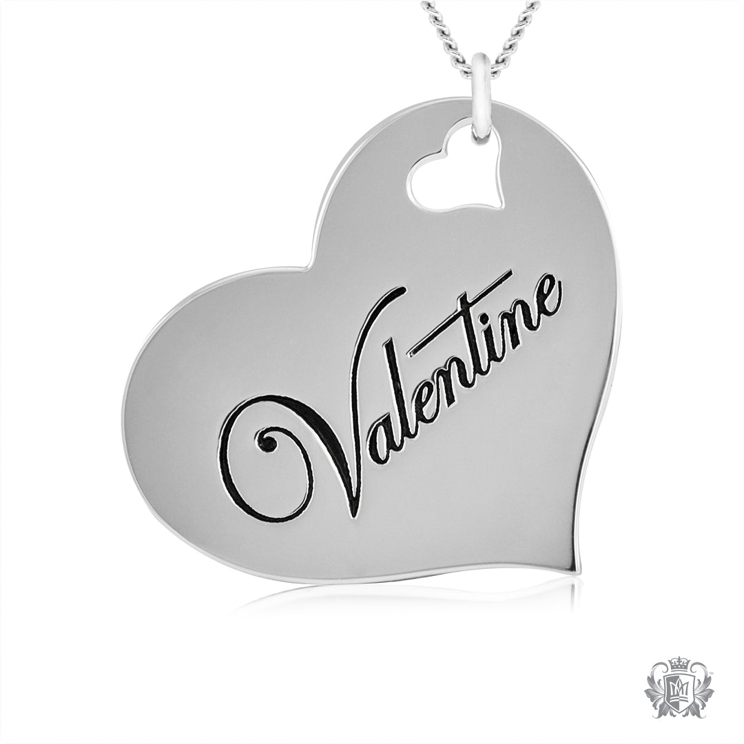Engraved Heart Pendant - Valentine