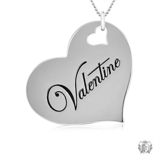 Engraved Heart Pendant - Valentine