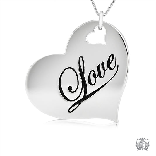 Engraved Heart Pendant - Love