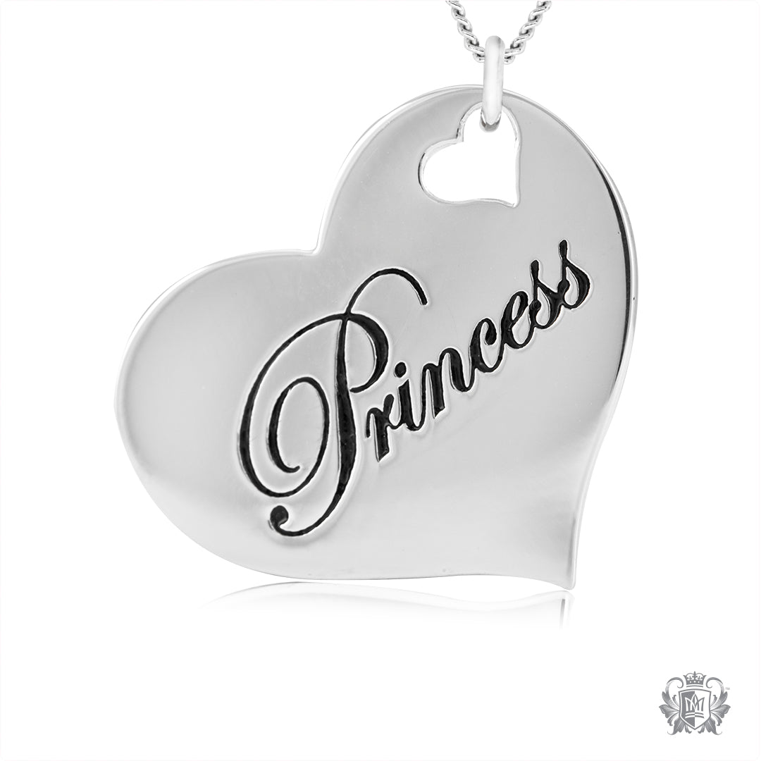 Engraved Heart Pendant - Princess