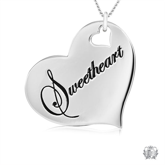 Engraved Heart Pendant - Sweetheart