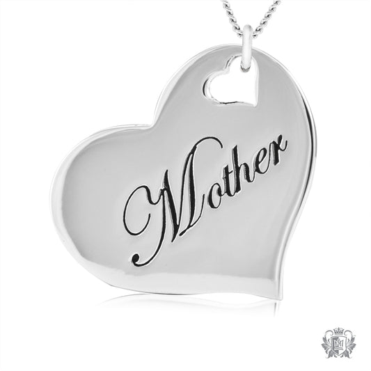 Engraved Heart Pendant - Mother